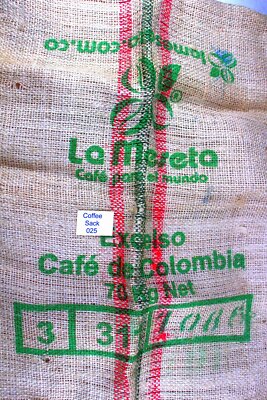 Kolumbianische hessische Kaffeesack 025 zuvor gehaltene grüne Bohnen viele Verwendungszwecke 025