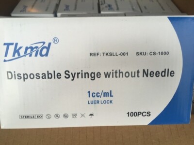 Tkmd Disposable Syringe 1cc/ml Luer Lock w/o Needle BOX of 100 TKSLL-001 CS-1000