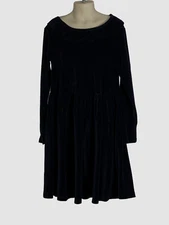 $75 Molo Kid Girl's Blue Velour Cyanne Long Sleeve Ruffle Collar Dress Size 9-10