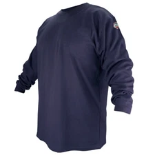 Black Stallion FTL6-NVY Navy Flame Resistant Cotton Long-sleeve T-Shirt - Large
