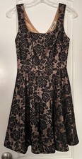 Mystic Black Lace Dress Retro Nude Lining Size Small (Read for Size)