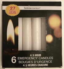 Luminessence  6 - 4.5 Hour Emergency 5" Candles , 27 Total Hours Burn Time