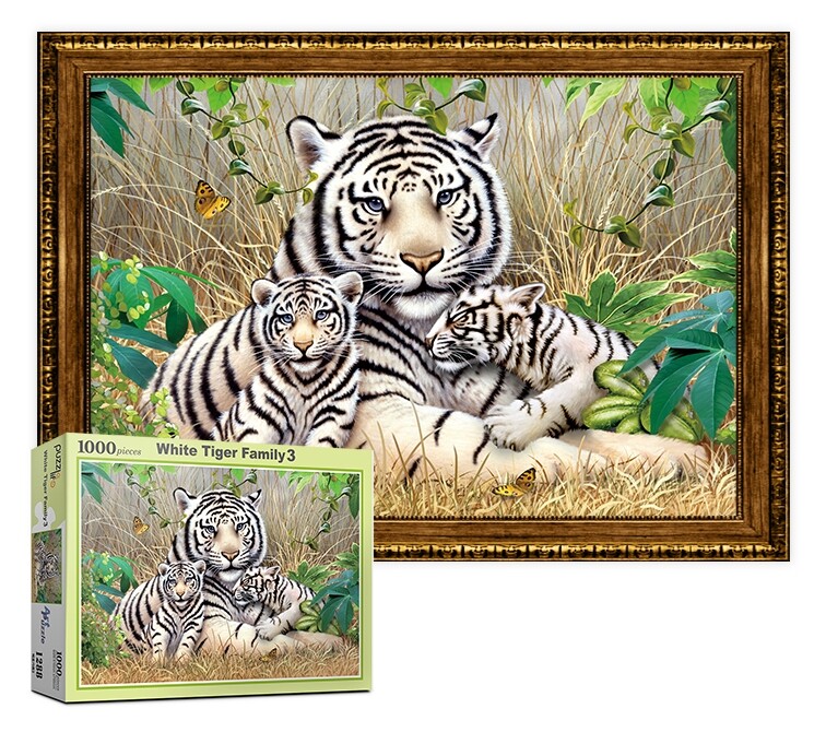 Albino White Tiger Jigsaw Puzzle, Mosaic Puzzle, Family Time Activity - View #5