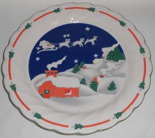 Set (4) Sango CRISTMAS EVE PATTERN Dinner Plates - Picture 4 of 8