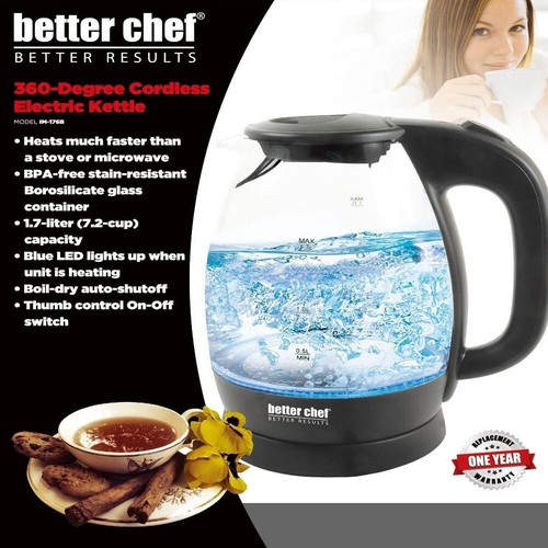 BETTER CHEF IM-176B 7 CUP 1.7L 360 DEGREE BASE CORDLESS ELECTRIC GLASS KETTLE - 第 2/2 張圖片