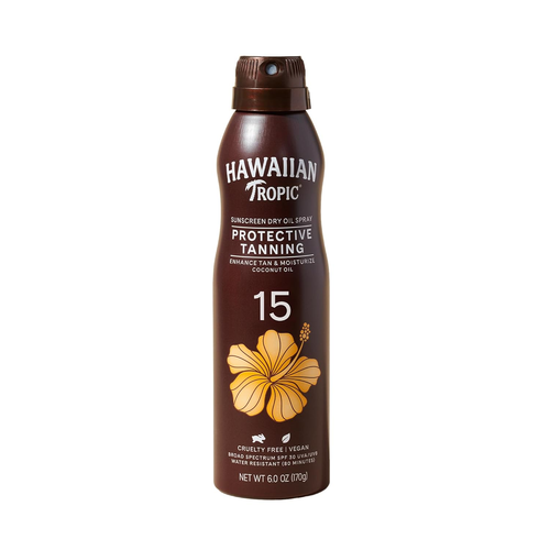 Dry Oil Tanning Spray Sunscreen SPF 15, 6Oz | Protective Sun Tanning Oil with SP