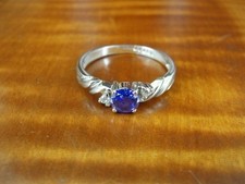 Purple and Clear Cubic Zirconia Stones Band Sterling Silver 925 Ring Size 9