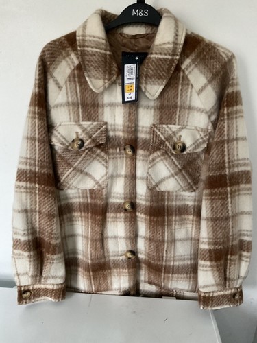 Totalmente Nuevo Chacket a Cheque Mezcla de Lana Cepillada Forrado Talla 16 Color Neutro - Imagen 15 de 23