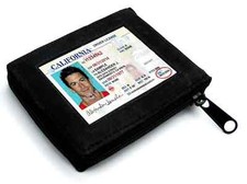 BLACK ZIPPER LEATHER MEN BIFOLD MEN'S WALLET 8 CARD Flap Zip Around