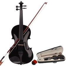 New 4/4 Acoustic Violin Case Bow Rosin Black