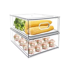 MineSign 2Pack Stackable Fridge Drawers Pull-Out Bins Divided Produ... Fast Ship
