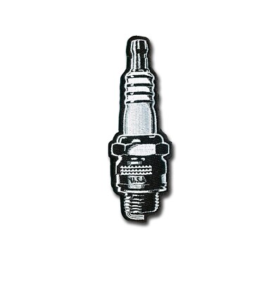 Spark Plug embroidered patch - Wax Backing - 5'' X 1.75'' Hot Rod - Gear Head
