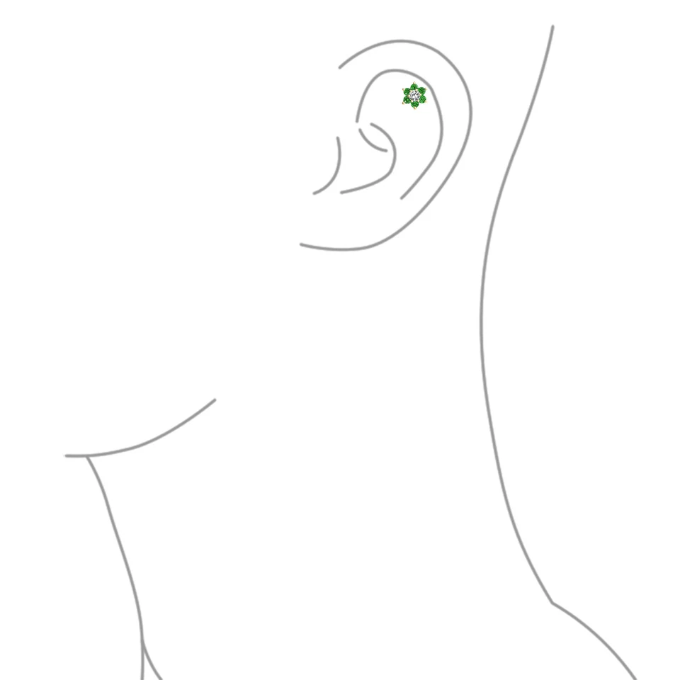 Flor de zircônia cúbica minúscula parafuso traseiro CZ parafuso prisioneiro hélice lóbulo cartilagem 1 peça - Imagem 3 de 4