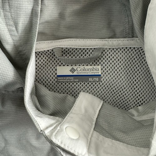 Columbia PFG Pullover Womens XL Gray Snap Hooded Pullover Jacket Front Pockets - Picture 9 of 9