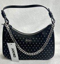 DKNY Black Studded Shoulder Bag with Chain