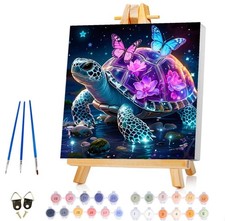 Framed Paint by Numbers Kit for Adults Beginners with Wooden Easel,Sea Turtle...