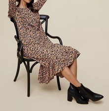 DOROTHY PERKINS DITSY FRILL YOKE MIDI DRESS NEW SIZE 10 TALL (ref 235) SALE