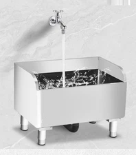 Commercial Mop Sink 304 Stainless Floor Sink with Deep Basin, Anti-Splash Design