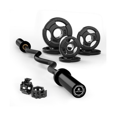 LIONSCOOL EZ Curl Bar Weight Set, 2 Inch Easy Curl Barbell with Weight Plates...