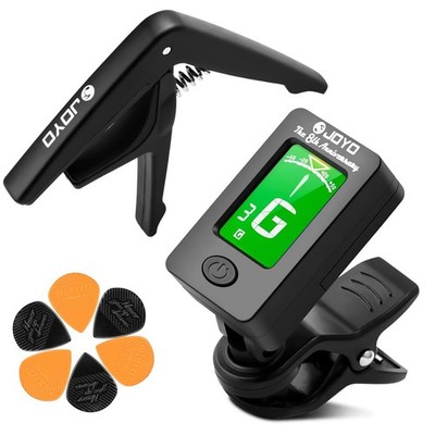 JOYO Guitar Tuner and Capo Set   Clip On Chromatic Guitar Tuner with LCD D