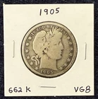 1905 Barber Half Dollar VG Silver Low 662K Mintage  *Free S/H After 1st Item*
