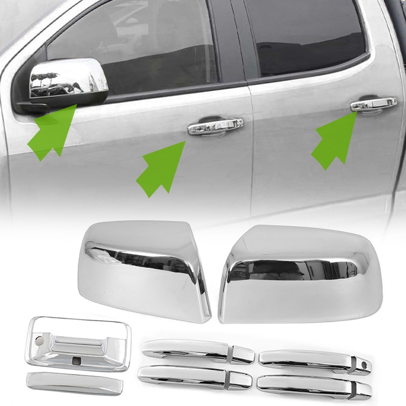 Set For 2015-2022 Chevy Colorado Top Mirror+Door Handle + Tailgate Covers Chrome