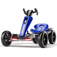 Blue 12V Electric Kids Pedal Go Kart with Adjustable Seat, Foldable Design, 4 No