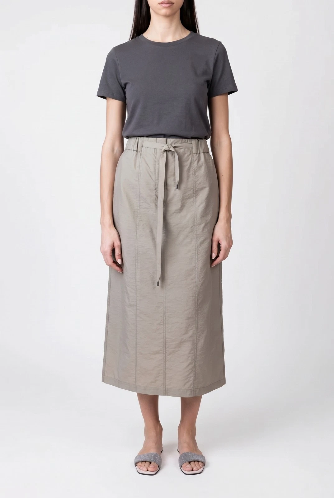 BRUNELLO CUCINELLI WOMEN'S OLIVA COTTON BLEND MIDI SKIRT WITH TIE MSRP $2475
Opens in a new window o