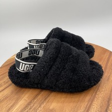 UGG Fluff Yeah Slide Slippers Womens Size 8 Black Slingback Casual Comfort