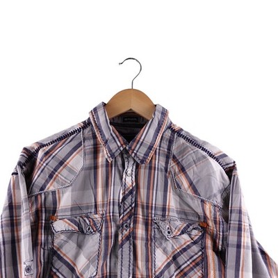 Roar Signature Men's Plaid Embroidered Long Sleeve Button Up Shirt XL Y2K