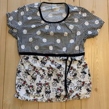 Walt Disney Minnie Mouse Pola Dot Black White Women's Scrubs Size M
