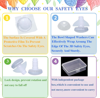 #ad 40Pcs 3D Clear Safety Eyes and Washers 25mm White Eyeballs Strabismus Safe... $18.23