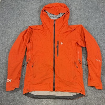 Mountain Hardwear Jacket Mens Medium Orange Goretex Exposure 2 Rain Paclite