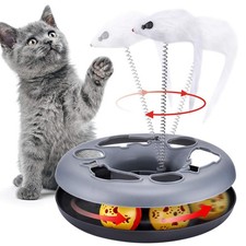 Interactive Kitten Toys Roller Track with Catnip Spring Pet Toy Fabulous Grey