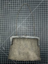 L G Antique Art Nouveau Mesh Purse Floral Frame Chainmail Bag 1900s