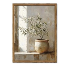 Framed Vintage Olive Tree Wall Art, 3D Textured Sandstone Botanical Pictures ...