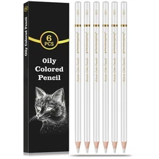 White Color Pencils, Professional 6 Pack Draw Pencil for Sketching, White Ske...