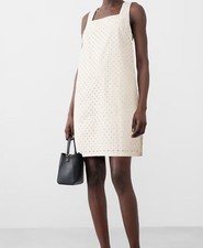 Banana Republic Eyelet Mini Shift Dress Size XL Cream Sleeveless Lined $130