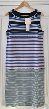 MARNI Uniqlo Women’s Blue Green Pink Striped Knit Sleeveless Dress M UK 12 EU 40
