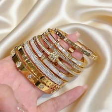 Gold Plated Stainless Steel Bangle Bracelet W...