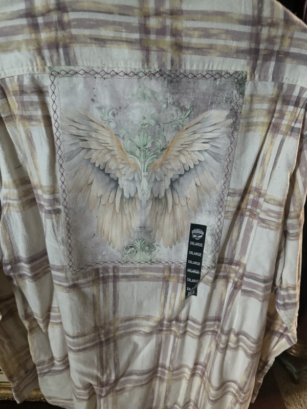 Angry Minnow Clothing Co Flannel Shirt Men XXL Wings Nwts