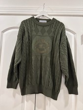 VTG 90  s Burberrys wool blend cable knit Olive Green sweater See Pics For Sizing