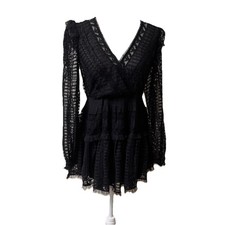 Love Shack Fancy Alonsa Lace whimsygoth, boho, fairy festival black LG  Dress