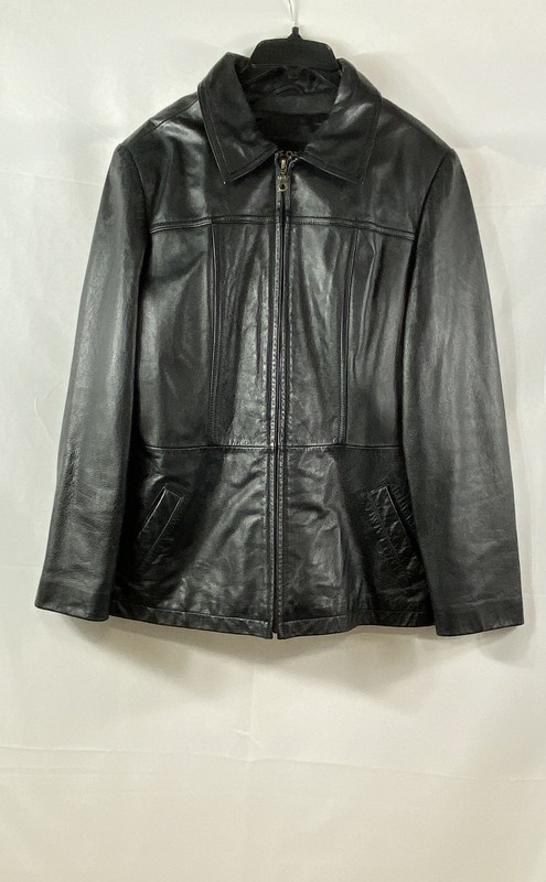 Wilsons Leather Women's Black Leather Classic Zip Front Jacket Sz L