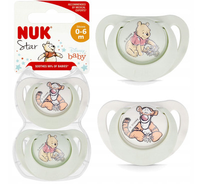 NUK Schnuller Silikon 0 6 M | 2 Stück | Winnie Puuh | BPA-frei | Star