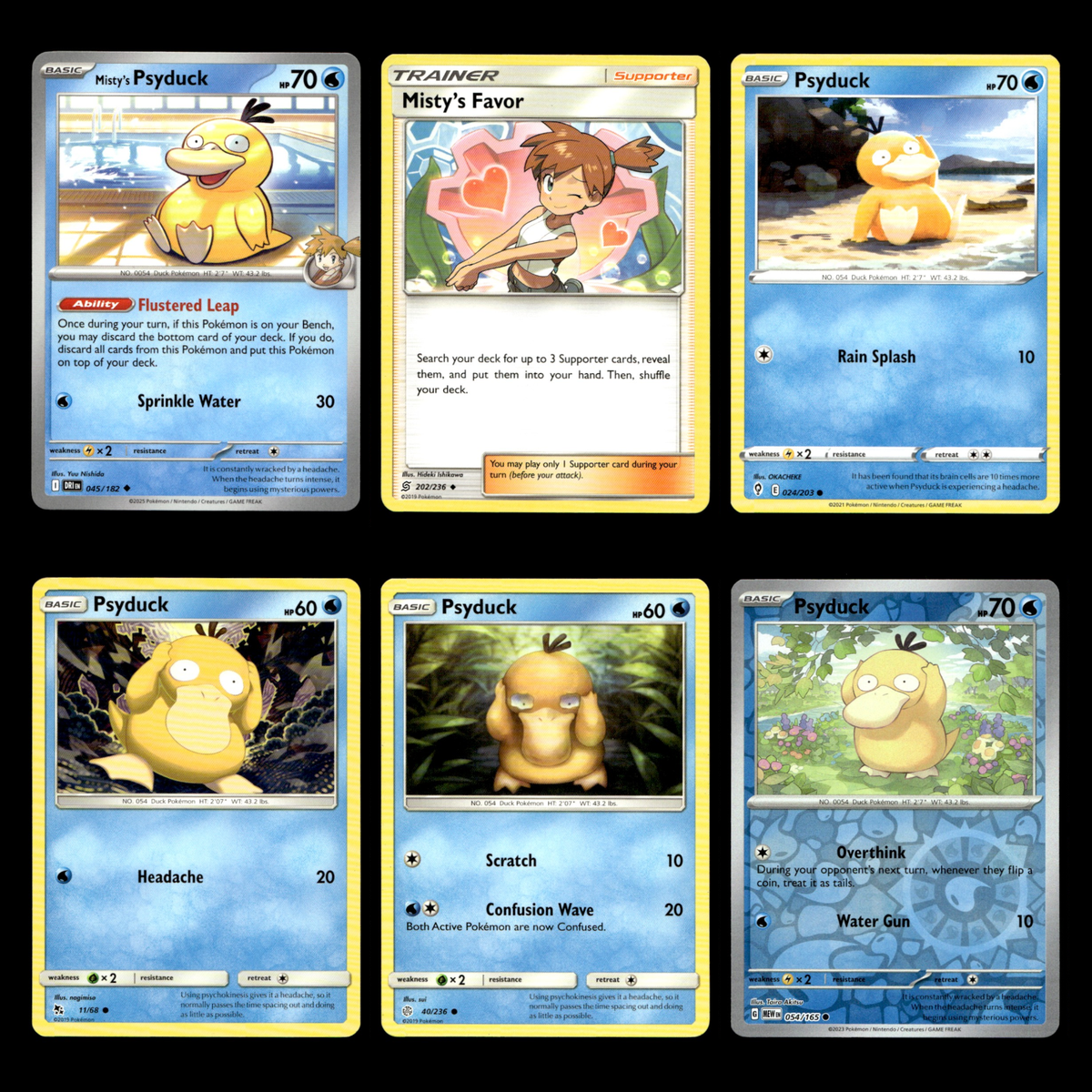 6x Mistys Psyduck Lot 45/182 Destined Rivals Pokemon Cards