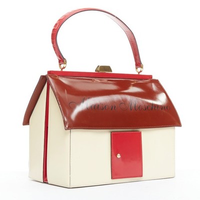 rare MOSCHINO 1990s Vintage burgundy Maison Moschino novelty House