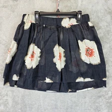 Isabel Marant Etoile Skirt Womens 40 Navy Blue White Floral Linen Silk Mini Boho