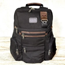 Tumi~Alpha Bravo Knox Backpack~22681HKH~Black Ballistic Nylon & Hickory Trim~EUC