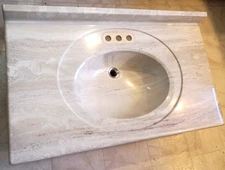 Free Standing Cultured Marble Integral Single Sink Bathroom Vanity Top 22x37"